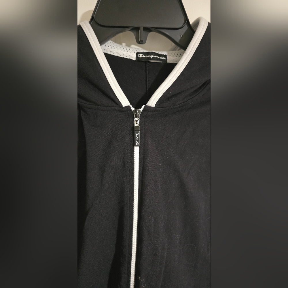 Champion Elite Black Hoodie with White Accents